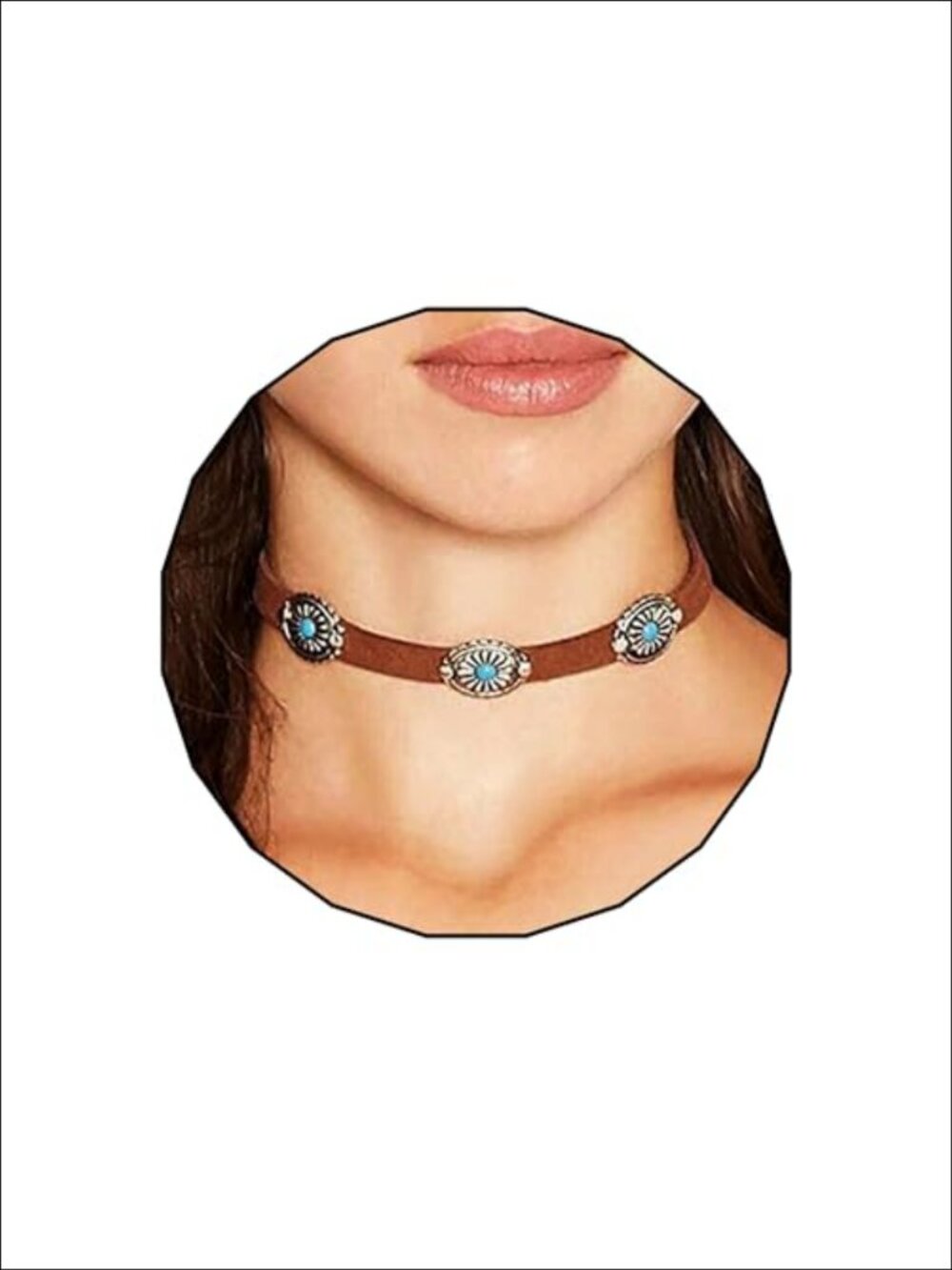 Turquoise Choker Necklace Alloy Suede 18 in Extender Boho Style
